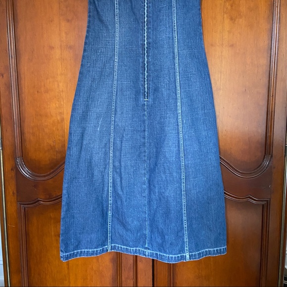 Vintage 90s Polo Jeans Co. Ralph Lauren Denim Pinafore Midi Dress with Back Zip - Picture 6 of 8